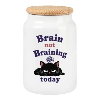 Brain Not Braining Today - Cookie Jar with Wooden Lid - white - Front