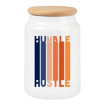 Humble Hustle Entrepreneur Businessman Businesswo - Cookie Jar with Wooden Lid - white - Front