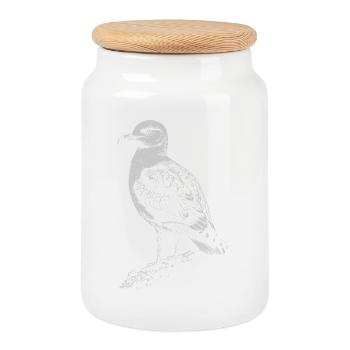 Möwen-Silhouette in Vintage-Tinte - Keksdose mit Holzdeckel - Weiß - Vorne
