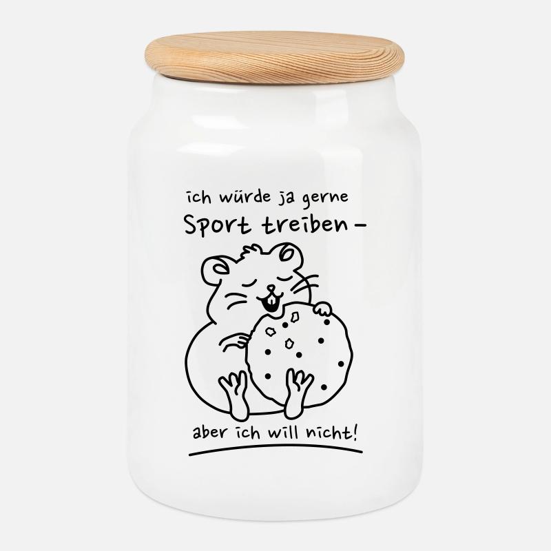 Hamster mit Keks - Keksdose mit Holzdeckel - Weiß