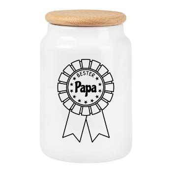 Bester Papa - Keksdose mit Holzdeckel - Weiß - Vorne