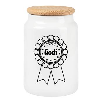 Beste Godi - Keksdose mit Holzdeckel - Weiß - Vorne