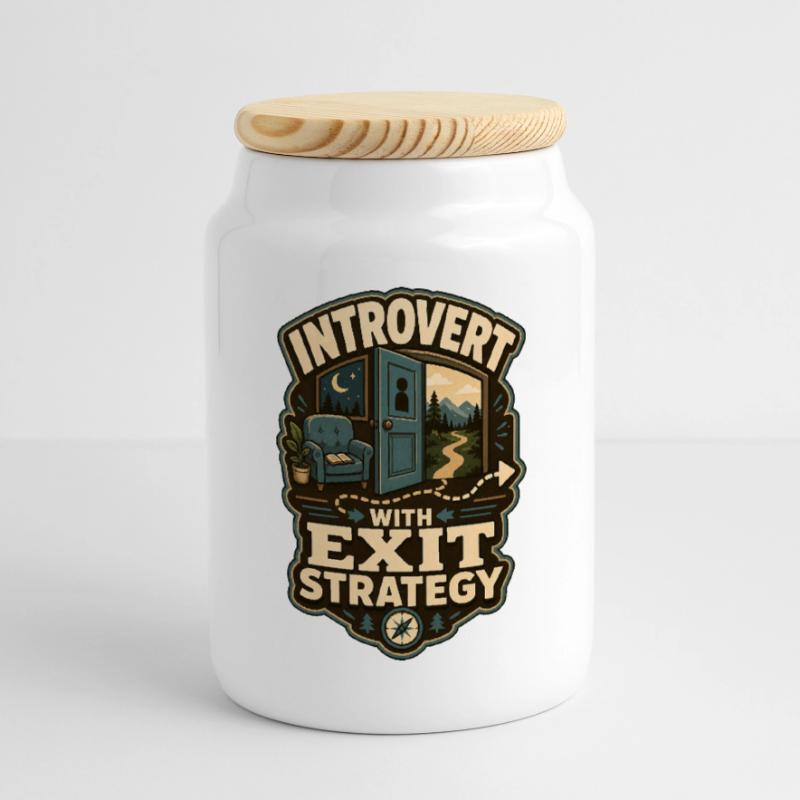 Introvert With Exit Strategy Keksdose mit Holzdeckel