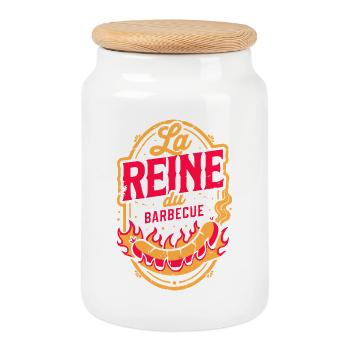 La Reine du Barbecue - Boîte à biscuits avec couvercle en bois - blanc - Devant