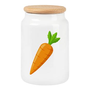 carotte - Boîte à biscuits avec couvercle en bois - blanc - Devant