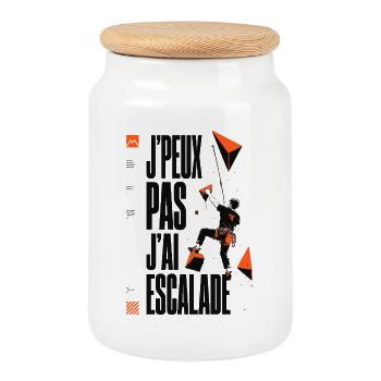 J’Peux Pas J’Ai Escalade Minimaliste - Boîte à biscuits avec couvercle en bois - blanc - Devant
