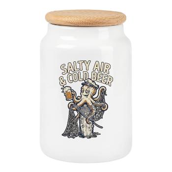 Beer Kraken - Boîte à biscuits avec couvercle en bois - blanc - Devant