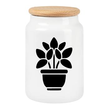  Blumentopf Zimmerpflanze Pflanzenmutti Gärtnerin - Keksdose mit Holzdeckel - Weiß - Vorne