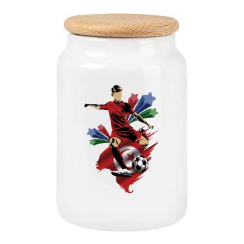 Tunez - Tunisia - Flags - Cookie Jar with Wooden Lid - white - Front