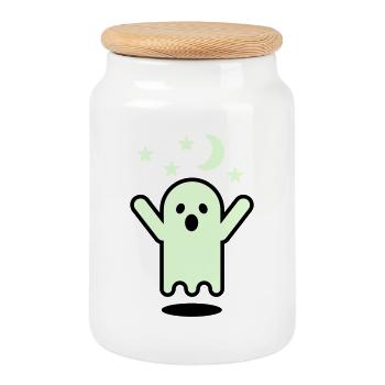 Lueur dans le fantôme noir - Boîte à biscuits avec couvercle en bois - blanc - Devant