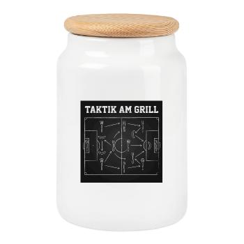 Taktik am Grill Spielplan - Keksdose mit Holzdeckel - Weiß - Vorne