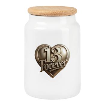 13forever in the shape of a heart - Cookie Jar with Wooden Lid - white - Front