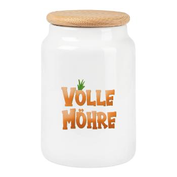 Volle Möhre - Keksdose mit Holzdeckel - Weiß - Vorne