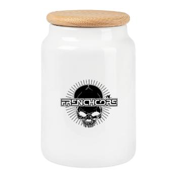 Frenchoire Skull with Energy Aura - Cookie Jar with Wooden Lid - white - Front