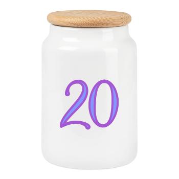 20. 20 ANS. 20e ANNIVERSAIRE. ANNIVERSAIRE 20 ANS. - Boîte à biscuits avec couvercle en bois - blanc - Devant