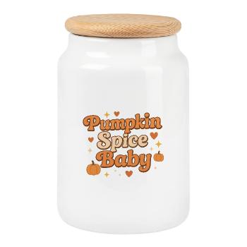 pumpkin spice baby / herbst design - Keksdose mit Holzdeckel - Weiß - Vorne