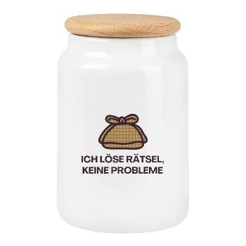 I solve puzzles, no problems - Cookie Jar with Wooden Lid - white - Front