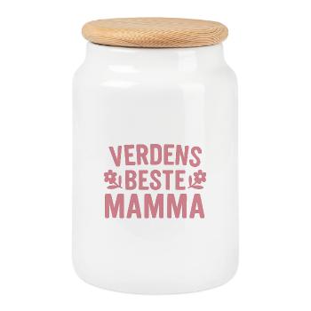 Le meilleur design de cœur pour maman au monde - Boîte à biscuits avec couvercle en bois - blanc - Devant