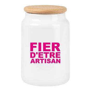 Fier d'Être Artisan - Boîte à biscuits avec couvercle en bois - blanc - Devant