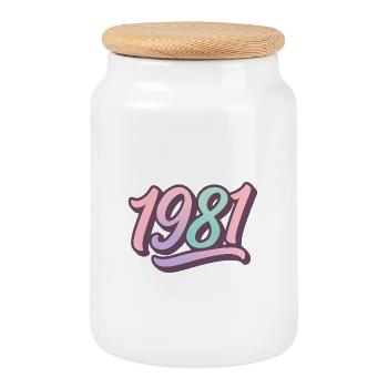 1981 – Retro-Pastell-Edition - Keksdose mit Holzdeckel - Weiß - Vorne