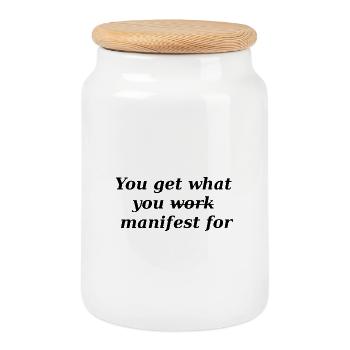 You get what you manifest - Keksdose mit Holzdeckel - Weiß - Vorne