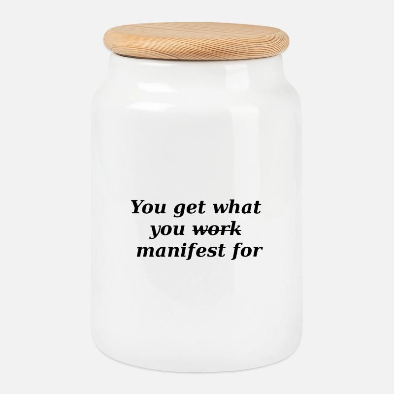 On obtient ce qu’on manifeste - Boîte à biscuits avec couvercle en bois - blanc