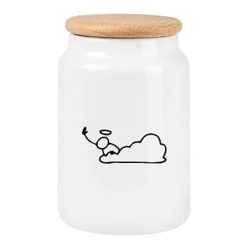 Drôle - Boîte à biscuits avec couvercle en bois - blanc - Devant