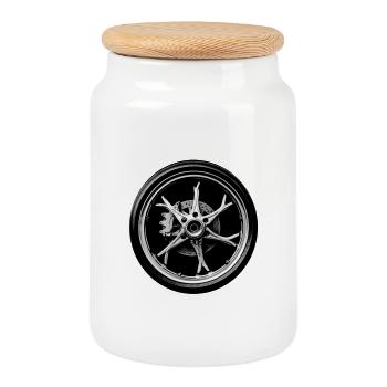 Biker for Life blanc - Boîte à biscuits avec couvercle en bois - blanc - Devant