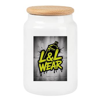 graffiti spray canette streetwear design - Boîte à biscuits avec couvercle en bois - blanc - Devant