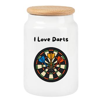 Kaleidoscope Dartboard with Arrows - Cookie Jar with Wooden Lid - white - Front