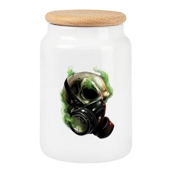 Gas skull - Keksdose mit Holzdeckel - Weiß - Vorne