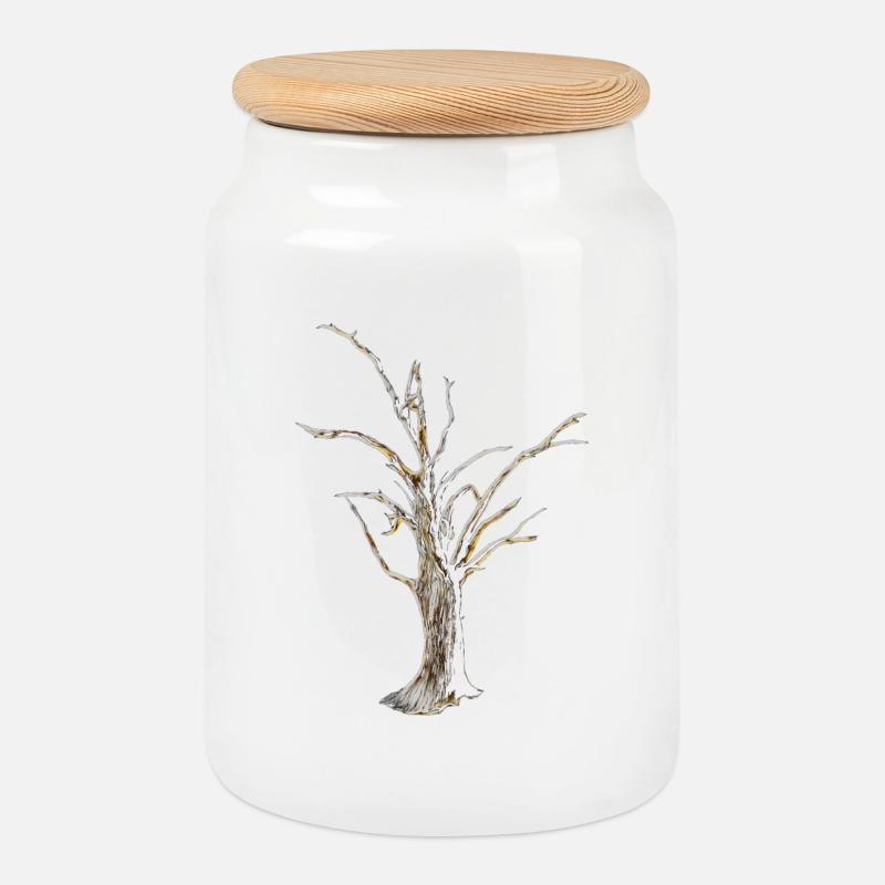 Baum - Keksdose mit Holzdeckel - Weiß