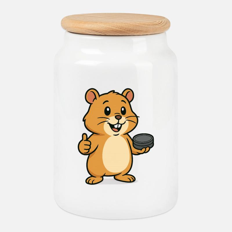 Hamster with sn*s - Keksdose mit Holzdeckel - Weiß