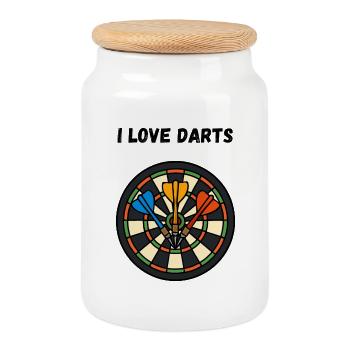 Artful Dartboard Motif - Cookie Jar with Wooden Lid - white - Front