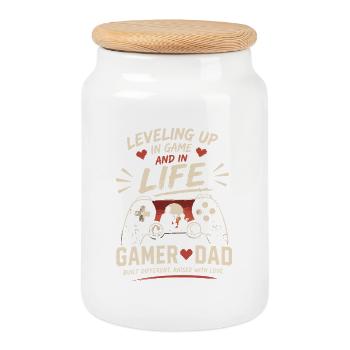 Gamer Dad: Level up in Game und Leben - Keksdose mit Holzdeckel - Weiß - Vorne