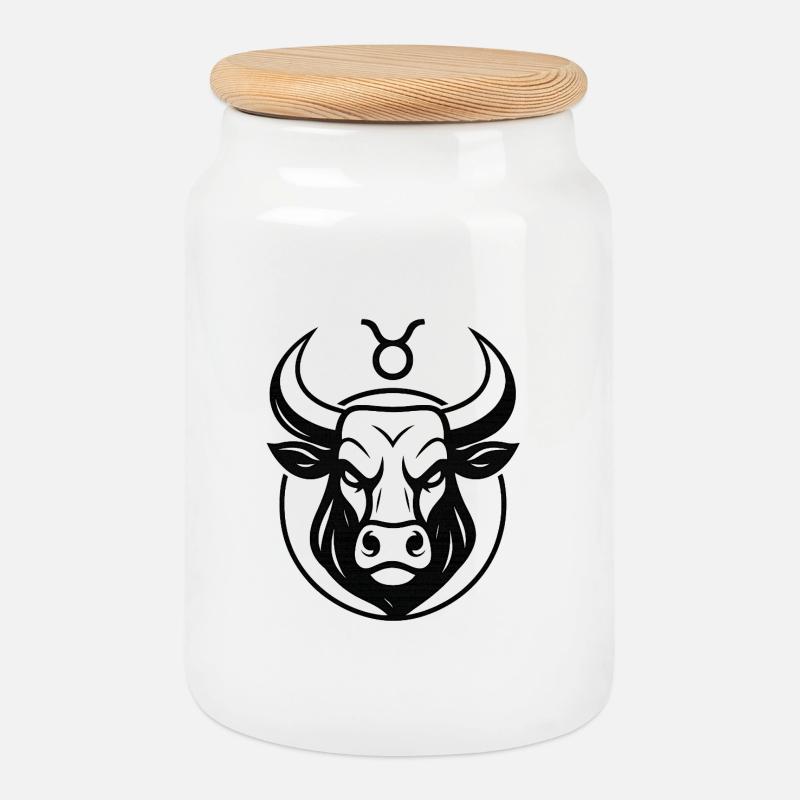 Sternzeichen Stier - Keksdose mit Holzdeckel - Weiß