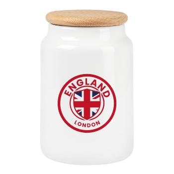 Emblème de Londres de l’Angleterre - Boîte à biscuits avec couvercle en bois - blanc - Devant