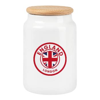 Motif du drapeau anglais de Londres - Boîte à biscuits avec couvercle en bois - blanc - Devant