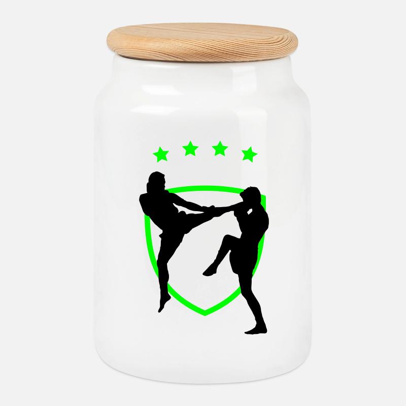 kampfsport_12 - Boîte à biscuits avec couvercle en bois - blanc