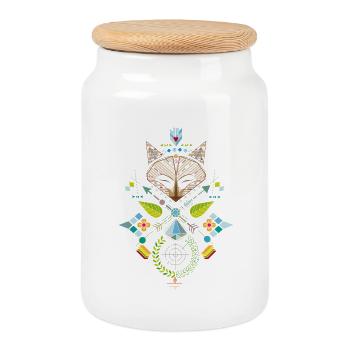 fox hunting - Cookie Jar with Wooden Lid - white - Front