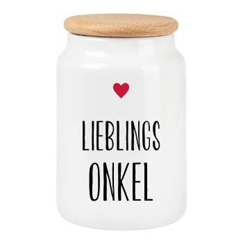 Onkel Lieblingsonkel Herz Geschenk - Keksdose mit Holzdeckel - Weiß - Vorne