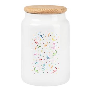 Confetti Streamers - Cookie Jar with Wooden Lid - white - Front