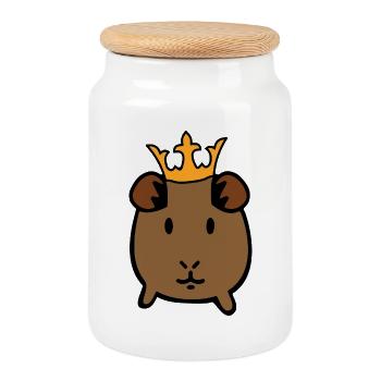 guinea pig - Cookie Jar with Wooden Lid - white - Front