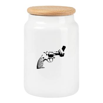 pistol ukraine peace poster poster No war anti - Cookie Jar with Wooden Lid - white - Front