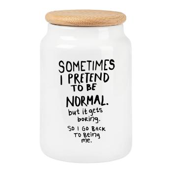 Awesome - Normal is Boring - Keksdose mit Holzdeckel - Weiß - Vorne