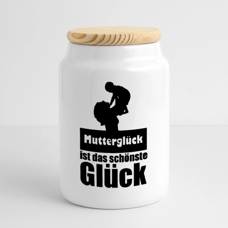 Mutterglück Mutter Muttertag Geburt Geschenk Keksdose mit Holzdeckel