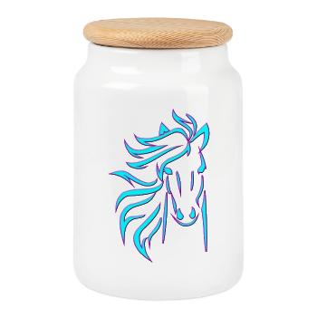 Blue Horse - Keksdose mit Holzdeckel - Weiß - Vorne