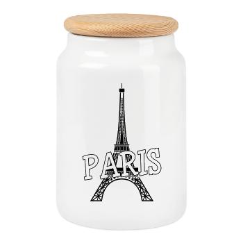 Paris - Keksdose mit Holzdeckel - Weiß - Vorne