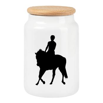 Chevaux,cheval,équitation,poney,cowboy,trot,galop - Boîte à biscuits avec couvercle en bois - blanc - Devant