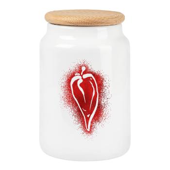 Red Hot Chilli Pepper - Cookie Jar with Wooden Lid - white - Front